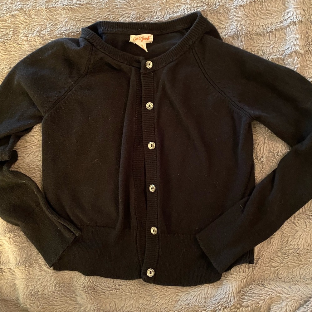 Cat & Jack Black Cardigan Sweater Classic Knit